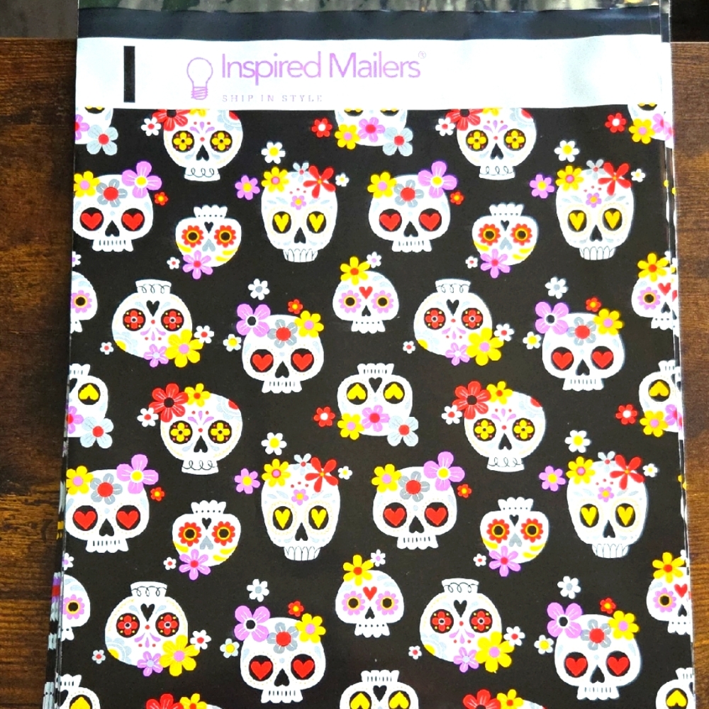 New Sugar Skulls 10" X 13" Poly Mailers 20 Pack